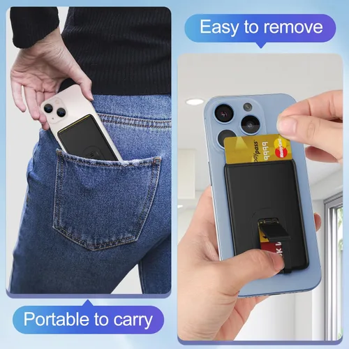 Miniatura 5 de Senose Cartera de silicona para teléfono con soporte, soporte antideslizante para tarjetas de crédito para teléfono celular, compatible con iPhone