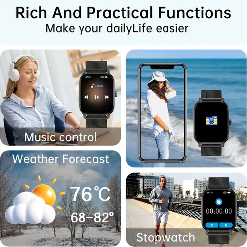 Miniatura 5 de Reloj inteligente para hombres y mujeres Fitness: resistente al agua, responder llamada, relojes digitales para hombre, podómetro, reloj inteligente