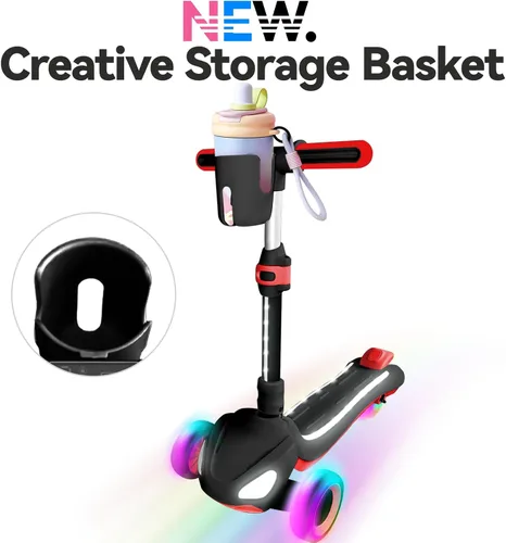 Miniatura 3 de Patinete eléctrico de 3 ruedas para niños de 3 a 10 años, con cesta de almacenamiento, pantalla LCD, luces de cuerpo completo, cubierta ancha, L