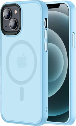 Miniatura 37 de Tigowos - Funda magnética para iPhone 15, resistente a las caídas, sensación de piel mate, a prueba de golpes, delgada, negro mate