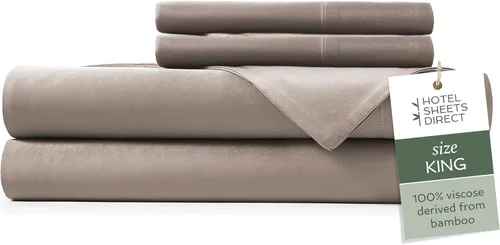 Miniatura 63 de Hotel Sheets Direct Juego de Sábanas de Cama de 4 Piezas, Tamaño California King, 100% Viscosa Derivada de Bambú, Juego de Sábanas con 2 Fundas