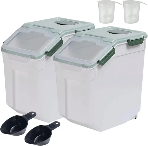 Miniatura 13 de Recipiente de almacenamiento de arroz de 25 libras, contenedor grande de harina para el hogar, dispensador hermético de cereales de grano