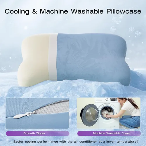 Miniatura 5 de ZZ-WELL Almohada refrescante para dormir de lado, almohada cervical patentada para dormir, almohada ergonómica curvada de espuma viscoelástica