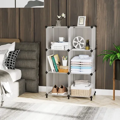 Miniatura 5 de AWTATOS Organizador de armario 6 cubos, estantes de almacenamiento para armario, organizador de almacenamiento de ropa apilable DIY, estantería