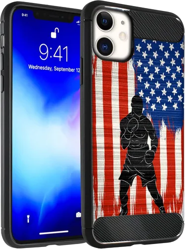 Miniatura 6 de CasesOnDeck - Funda compatible con Apple iPhone 11 / iPhone XI (2019) de 6.1 pulgadas, funda delgada de fibra de carbono TPU para acentuar arañazos