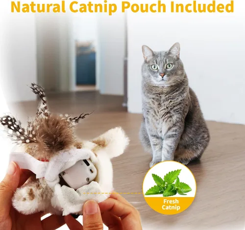 Miniatura 6 de Gigwi Juguetes interactivos para gatos de interior, juguetes de hierba gatera que aletean y gorjean para el ejercicio de gatos, juguete automático