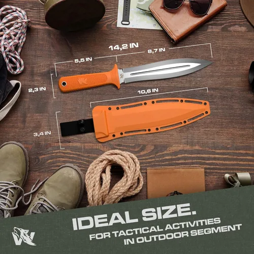 Miniatura 6 de ODENWOLF W-SowCatcher Cuchillo de hoja fija con funda – Cuchillo de caza grande hecho de acero D2 – Cuchillos grandes de hoja fija de doble filo