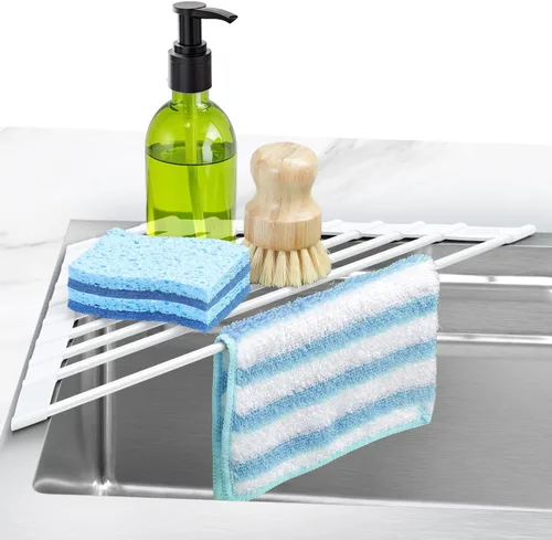 Miniatura 10 de Ohuhu Escurreplatos Enrollables, 16.5" L x 13" A Escurridor de Platos Sobre el Fregadero Estante de Secado Organizador de Fregadero de Cocina