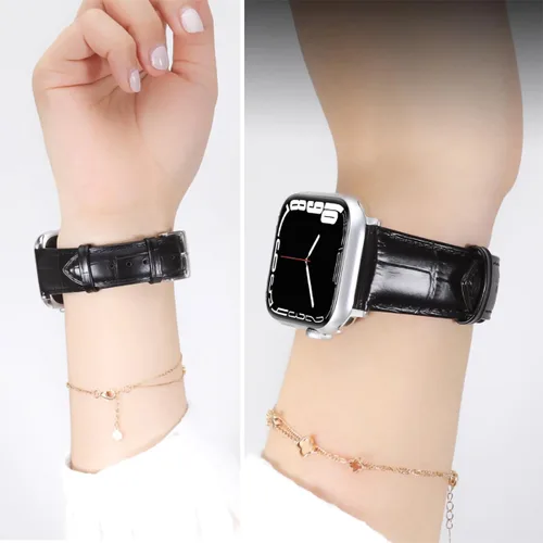 Miniatura 5 de Correa de cuero genuino compatible con Apple Watch Band de 1.496 in 1.575 in 1.614 in 1.654 in 1.732 in 1.772 in 1.811 in 1.929 in, mujeres
