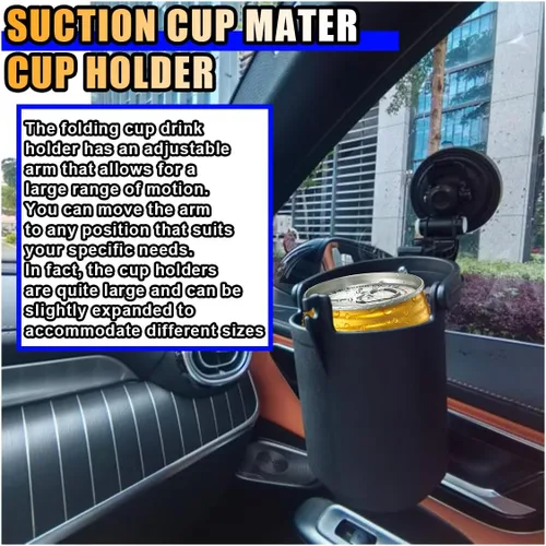 Miniatura 6 de Soporte plegable empotrado para bebidas, portavasos para consola de automóvil con ventosa, soporte ajustable para botellas de bebida para vehículo