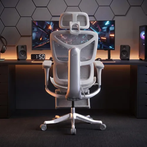 WELAX S9 Pro - Silla de oficina ergonómica de malla con reposapiés y reposabrazos ajustables 6D, silla de escritorio cómoda, profundidad del asiento