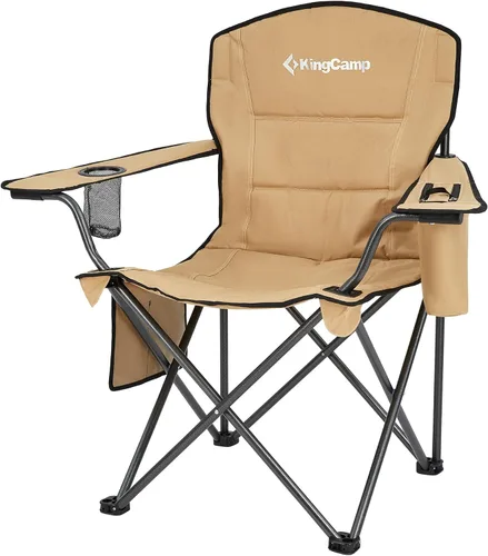 Miniatura 5 de KingCamp Paquete de 2 sillas de campamento de gran tamaño para adultos, sillas plegables resistentes de 300 libras, silla de campamento acolchada