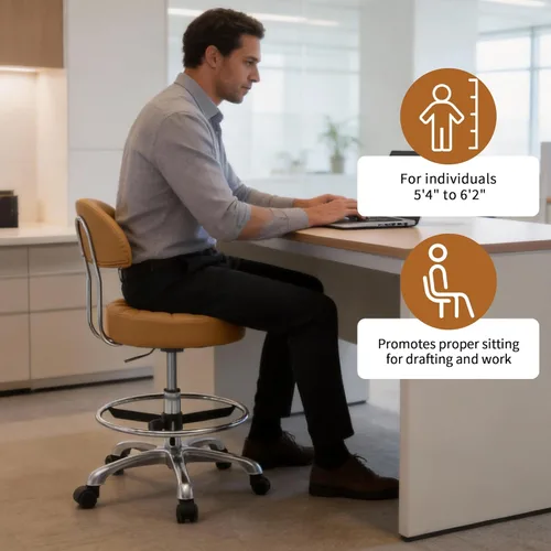 Miniatura 4 de FIRAVOE Sillas giratorias para escritorios (altura ajustable de 20"-27") (cómoda silla de salón) silla de tocador de maquillaje con capacidad de 300