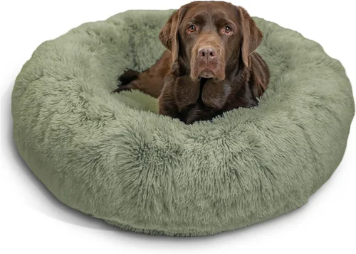 Miniatura 72 de Best Friends by Sheri - The Original Calming Donut - Cama calmante en forma de dona para perros y gatos - Pelo largo, gris escarcha, S, 23 x 23