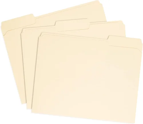 Miniatura 8 de 100 carpetas de archivos resistentes Blue Summit Supplies tamaño carta con pestañas reforzadas de corte 1/3, papel manila grueso de 14 puntos
