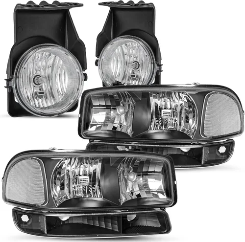 Miniatura 16 de JSBOYAT 4 PCS Compatible con 99-06 GMC Sierra 1500 2500 3500 Conjunto de Faros Delanteros de Reemplazo con Bombillas 00-06 GMC Yukon/Yukon XL