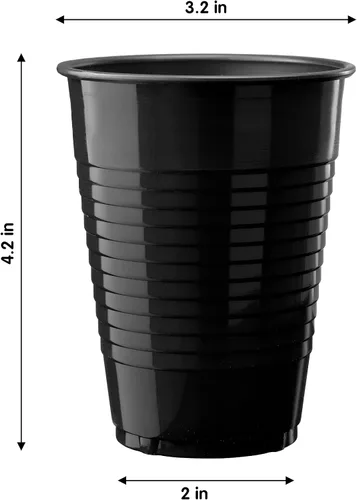 Miniatura 2 de Party Solids Vasos de plástico negros - 12 onzas, paquete de 100