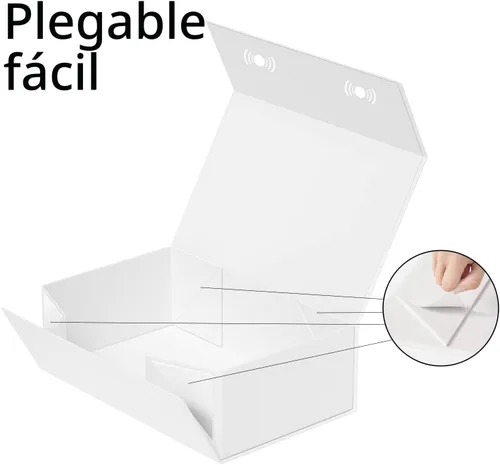 Miniatura 4 de RYDDOY Caja de Regalo Blanca, 9.5x6x3'' Cajas de Regalo para Regalos con Tapas Cierre Magnético Rectangular Plegable para Caja de Propuesta de Dama