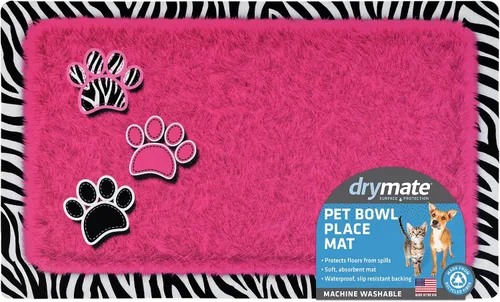 Miniatura 4 de Drymate Mantel individual con tazón para mascotas, tapete de alimentación para perros y gatos, tela absorbente, respaldo impermeable, Madera