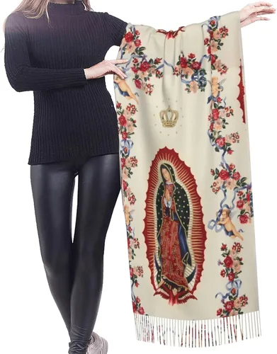 Miniatura 2 de Waygotee Our Lady Of Guadalupe Virgin Mary Soft Cashmere - Bufandas ligeras para mujer, chales grandes y envolturas de regalo de Navidad, o-12
