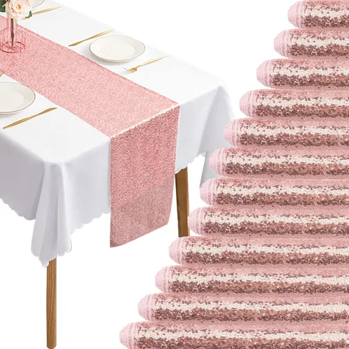 Miniatura 10 de 12 Paquetes de Caminos de Mesa con Lentejuelas Brillantes para Comedor para Cumpleaños, Bodas, Compromisos, Nupciales, Baby Shower, Despedida