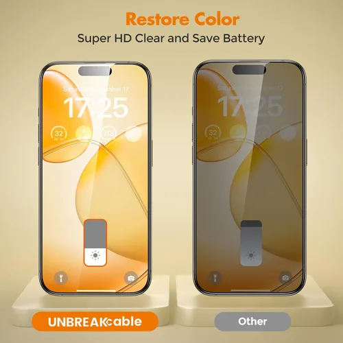 Miniatura 7 de UNBREAKcable Protector de pantalla de privacidad para iPhone 15, cobertura completa, vidrio templado inastillable [borde a borde]