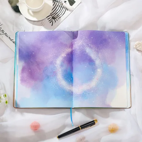 Miniatura 7 de SIIXU Cuaderno de Arte Espacial para Escribir, Diario B5 Decorado con 160 Páginas en Blanco Coloridas, Diseño Único de Galaxia en Cada Página