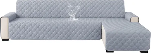 Miniatura 15 de XINEAGE Fundas 100% impermeables para sofá modular en forma de L, reversible, lavable, con botones de chaise plum flower, protector de muebles