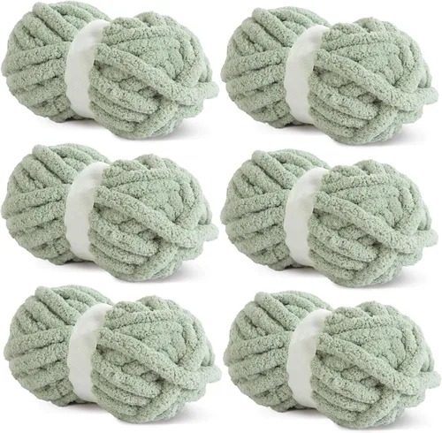 Miniatura 52 de HOMBYS Hilo de Chenille Grueso Carbón para Crochet, Hilo Grueso Espeso y Esponjoso para Tejer, Hilo Súper Grueso para Tejer Mantas a Mano, Hilo