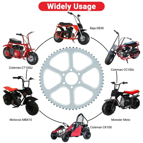 Miniatura 4 de GREHUA Actualización #35 Cadena 60 dientes Trasero Piñón para 98cc 3.5hp Coleman CT100U CC100X Baja Hensim Doodle Bug DB30 Motovox MBX10 MBX11