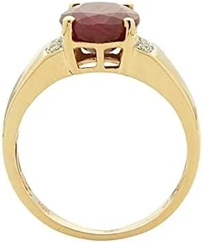 Miniatura 2 de Gin & Grace Anillo de rubí opaco genuino de oro amarillo de 10 quilates de 3 quilates con diamantes para mujer, joyería hecha a mano