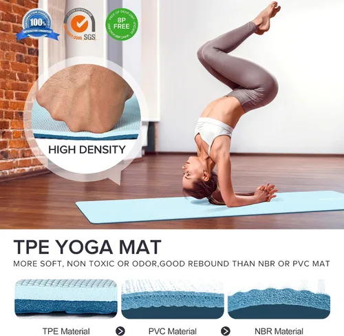 Miniatura 4 de SIMIAN Tapete de yoga grueso de 0.315 pulgadas de doble cara antideslizante para hombres y mujeres con correa de transporte, tapete profesional