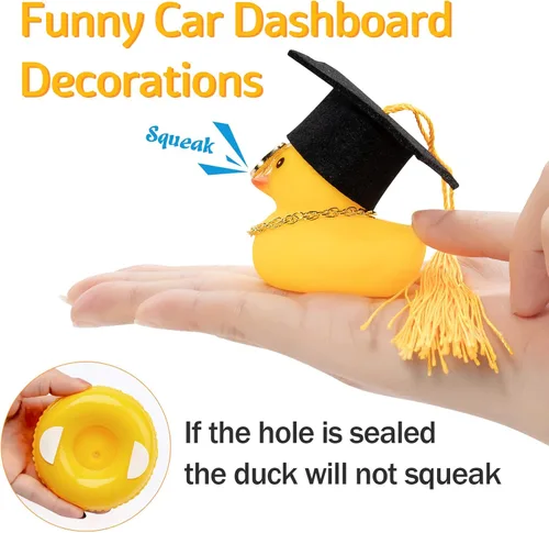 Miniatura 2 de wonuu Anillo de natación de patos de goma con mini lentes de diamante, collar para decoración de tablero de automóviles, accesorios de automóvil