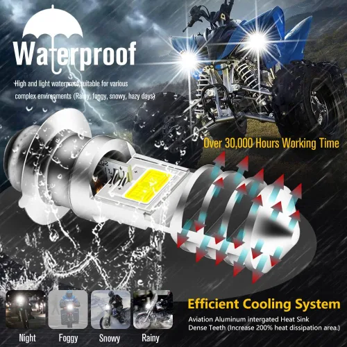 Miniatura 5 de Bombilla LED H6M AC/DC 12-48V P15D Hi-Lo Beam blanco 6000K LED bombilla de motocicleta para Ya maha ATV YF Z YF M Raptor Grizzly Ko diak Moto
