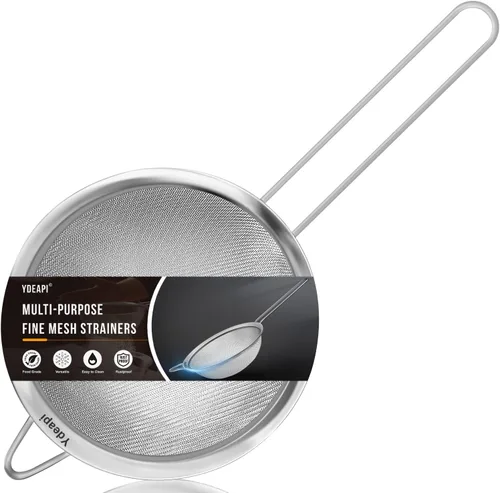 Miniatura 10 de Ydeapi Colador grande de malla fina de 8.6 pulgadas con asa, coladores de alimentos de metal para cocina, tamiz de malla fina de acero inoxidable