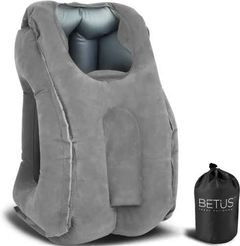 Miniatura 8 de Betus Almohada inflable para descanso de pies, ultra cómoda y compacta, taburete para niños y niños para vuelos largos o viajes en avión o automóvil