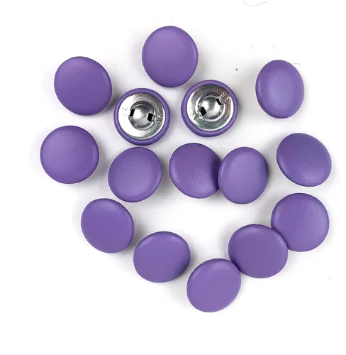 Miniatura 63 de Heyiwell 30 botones redondos cubiertos de cuero con vástago de metal, para vestidos de novia, camisas, vestidos, manualidades de costura (beige, mm)