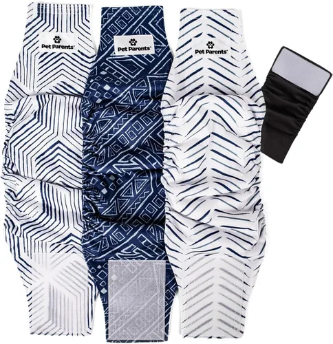 Miniatura 11 de Pet Parents - Bandas abdominales y extensores lavables prémium para perros machos - Pañales para perros machos - Paquete de 3 - Color: negro