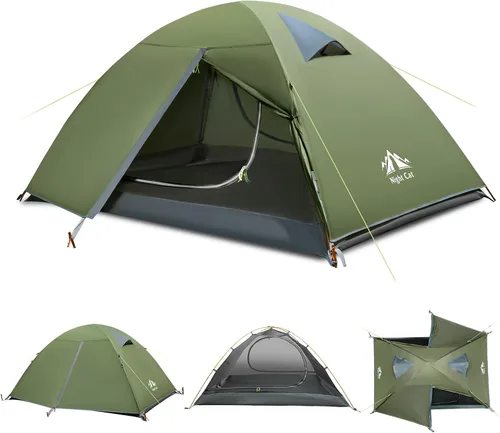 Miniatura 10 de Night Cat 2-Persons Backpacking Tent: Waterproof Lightweight Camping Tent for Two People Hiking Outdoor Mountain with Aluminum Poles and Rainfly