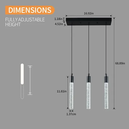 Miniatura 6 de Iluminación moderna para isla de cocina, lámpara colgante negra, regulable, con acabado negro, mini luces colgantes de cristal para comedor, sala