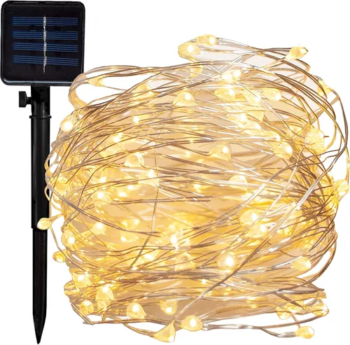 Miniatura 13 de Hometown Evolution, Inc. Tira de luces de burbujas de aire alimentadas por energía solar, 30 LED blanco cálido, 8 modos, impermeable al aire libre