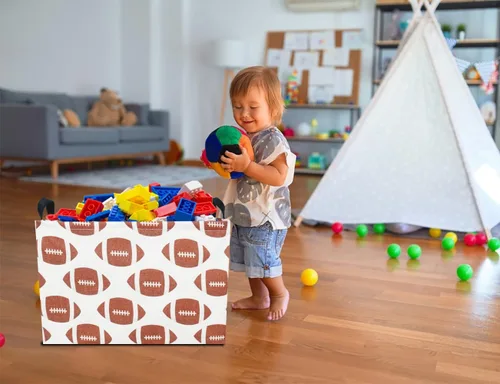 Miniatura 5 de NTAOHAMPER Cesta rectangular de almacenamiento de fútbol vacía, cesta de regalo plegable con asas, caja de juguetes/libros, decoración de habitación