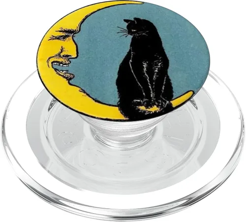 Miniatura 8 de PopSockets Grip and Stand para teléfonos y tabletas con diseño de gato y luna