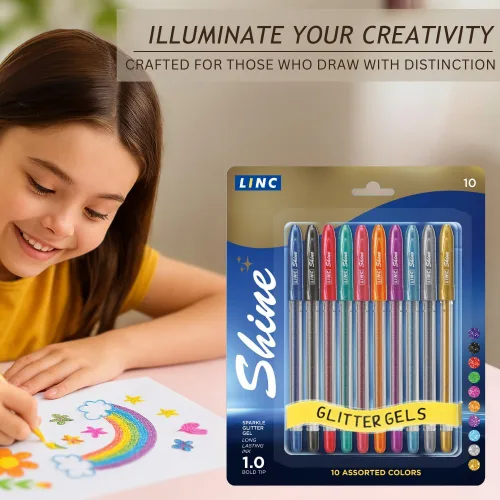 Miniatura 9 de Paquete de 10 bolígrafos de gel con purpurina Shine - Surtido