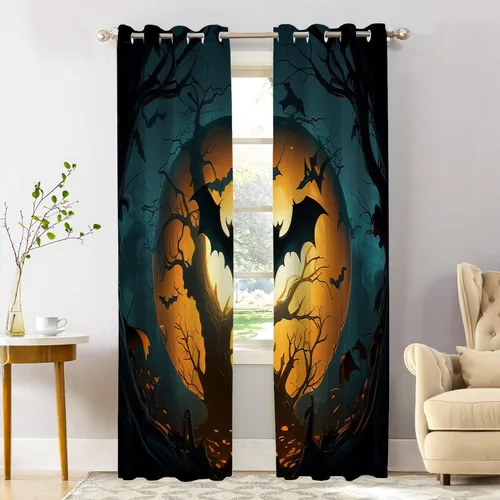 Miniatura 176 de Shrahala Beige and Orange Abstract Art Brushstrokes Blackout Curtain Tiers, Abstract Oil Paint Kitchen Valance Light Blocking Tier Drapes with Rod
