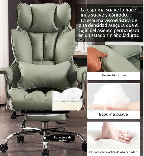 Miniatura 5 de Efomao Silla de Oficina Grande y Alta 400lbs - Sillas de Oficina Ejecutivas con Reposapiés, Silla de Computadora de Cuero PU Resistente