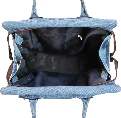 Miniatura 6 de Bijoux de Ja Bolso de mano grande de mezclilla azul con doble asa superior para mujer, Azul