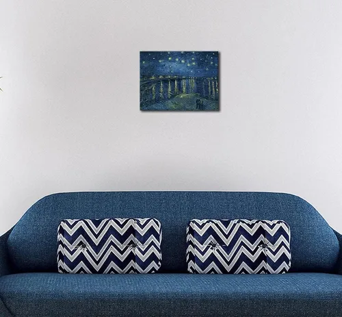 Miniatura 8 de Wieco Art – Noche estrellada sobre el Ródano por Vincent van Gogh pinturas al óleo reproducción, arte moderno Giclee Lienzos lona pared decoración