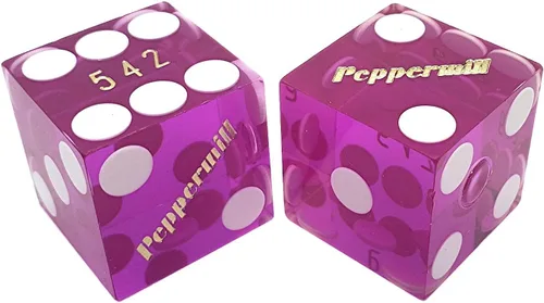 Miniatura 28 de Cyber-Deals Amplia selección de dados de 0.748 in pares de dados auténticos Nevada Casino TablePlayed dados Harveys Lake Tahoe púrpura pulido