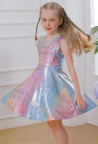 Miniatura 4 de Vestido brillante de arcoíris para niñas pequeñas, vestido de cumpleaños obsesionado con unicornio, regalo para niñas, vestido especial de princesa
